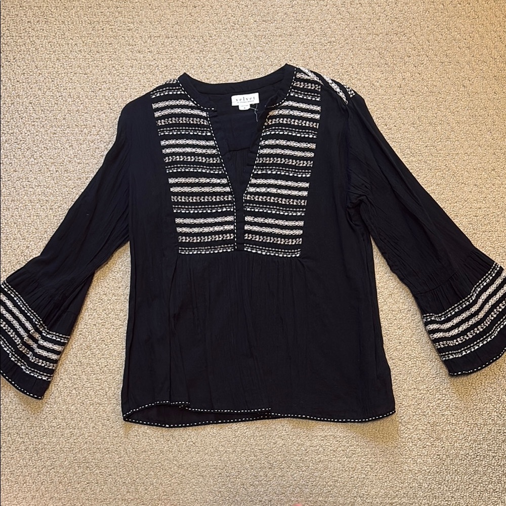 Black and White Boho Blouse
